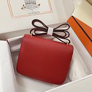 Hermes Epsom Leather Gold Lock Bag In Red 19 cm - 5