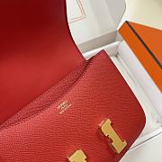 Hermes Epsom Leather Gold Lock Bag In Red 19 cm - 4