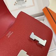 Hermes Epsom Leather Silver Lock Bag In Red 19 cm - 5