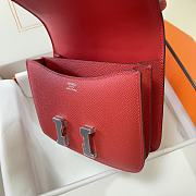 Hermes Epsom Leather Silver Lock Bag In Red 19 cm - 4