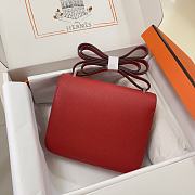 Hermes Epsom Leather Silver Lock Bag In Red 19 cm - 2