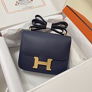 Hermes Epsom Leather Gold Lock Bag In Navy Blue Size 19 cm - 1