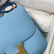 Hermes Epsom Leather Gold Lock Bag In Blue Size 19 cm - 5