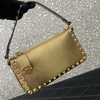 Valentino Small Rockstud Grainy Gold Bag 19x13x7cm