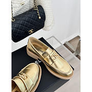 Chanel Moccasins Laminated Lambskin & Metal Gold - 4