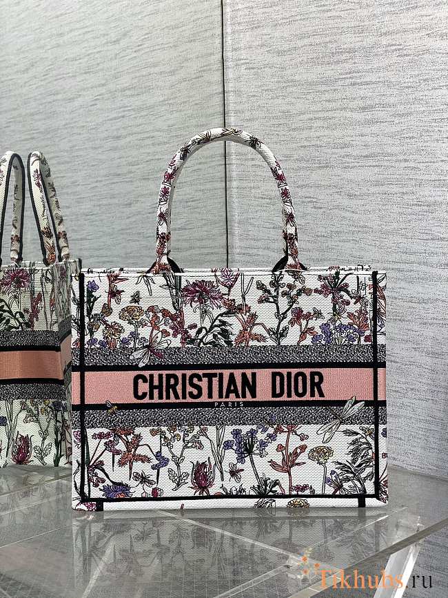 Dior Medium Book Tote White Multicolor Herbarium 36 x 27.5 x 16.5 cm - 1