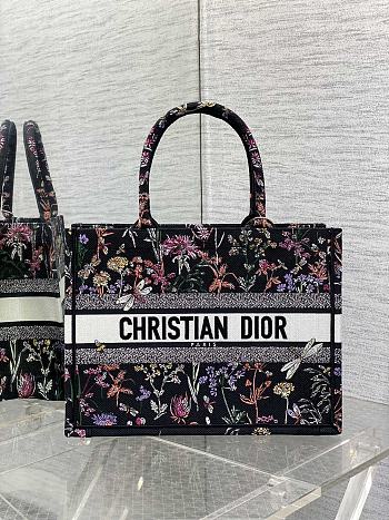 Dior Medium Book Tote Black Multicolor Herbarium 36 x 27.5 x 16.5 cm