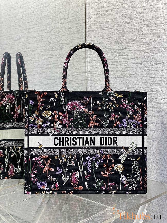 Dior Large Book Tote Black Multicolor Herbarium 42 x 35 x 18.5 cm - 1