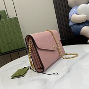 Gucci GG Leather Chain Wallet Pink 20x13x6cm - 4