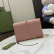 Gucci GG Leather Chain Wallet Pink 20x13x6cm - 2