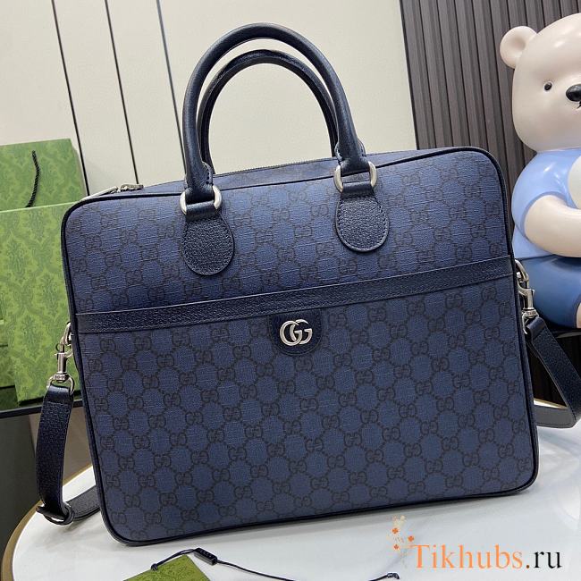 Gucci Ophidia Medium GG Briefcase Blue 36.5x29x7.5cm - 1