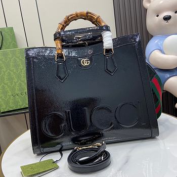 Gucci Diana Medium Tote Bag Black Patent 35x30x14cm