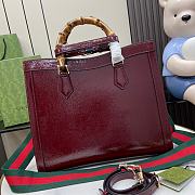 Gucci Diana Medium Tote Bag Dark Red Patent 35x30x14cm - 5