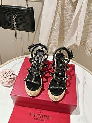 Valentino Garavani Rockstud Black Wedge Sandal - 2