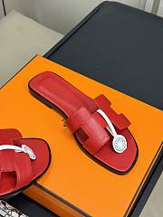 Hermes Oran Red Slipper - 2