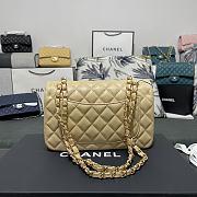 Chanel Flap Bag Beige Lambskin Gold 23cm - 3