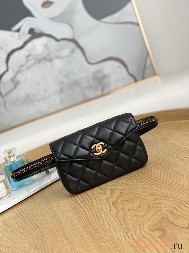 Chanel Quilted Leather Waist Belt Bag Black 18x3.5x12cm - 1