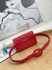 Chanel Quilted Leather Waist Belt Bag Red 18x3.5x12cm - 4