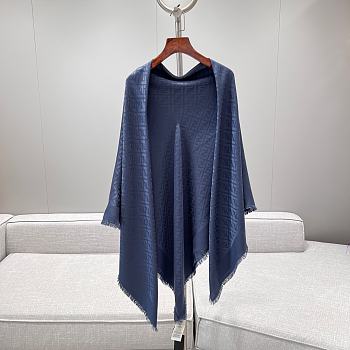 Fendi FF Shawl Dark Blue Organic Silk 140x140cm