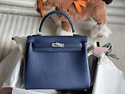 Hermes Kelly 25 Togo Silver Navy Blue Bag 25cm - 1