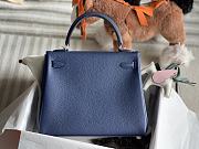 Hermes Kelly 25 Togo Silver Navy Blue Bag 25cm - 2