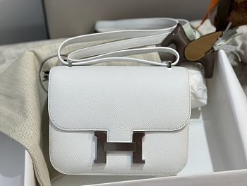 Hermes Constance Bag White Epsom Silver 19cm