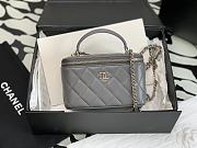 Chanel Vanity Top Handle Grey Lambskin Bag 17cm - 1