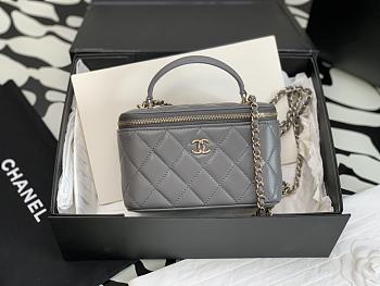 Chanel Vanity Top Handle Grey Lambskin Bag 17cm