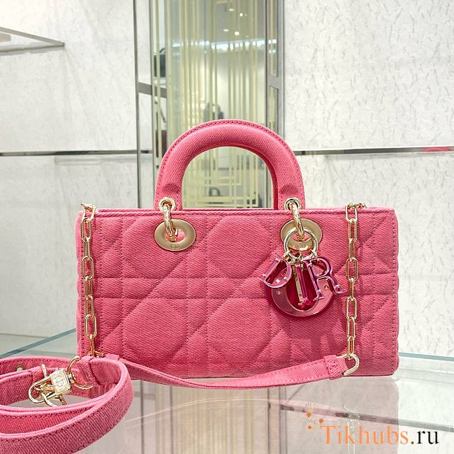 Dior Lady D-JOY Bright Pink Cannage Denim 26x13.5x5cm - 1