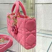 Dior Lady D-JOY Bright Pink Cannage Denim 26x13.5x5cm - 6