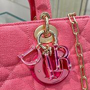 Dior Lady D-JOY Bright Pink Cannage Denim 26x13.5x5cm - 3