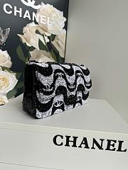 Chanel Flap Sequin Chain Shoulder Bag Black White 25cm - 6