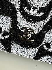 Chanel Flap Sequin Chain Shoulder Bag Black White 25cm - 4