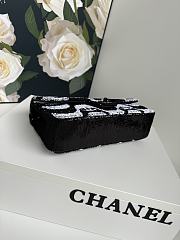 Chanel Flap Sequin Chain Shoulder Bag Black White 25cm - 2