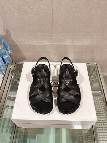 Prada Crisscross Rubber Sandals Black