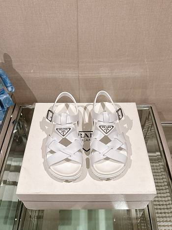 Prada Crisscross Rubber Sandals White