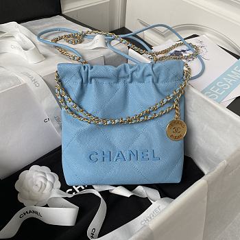 Chanel 22 Mini Handbag Blue Caviar Gold 20 × 19 × 6 cm