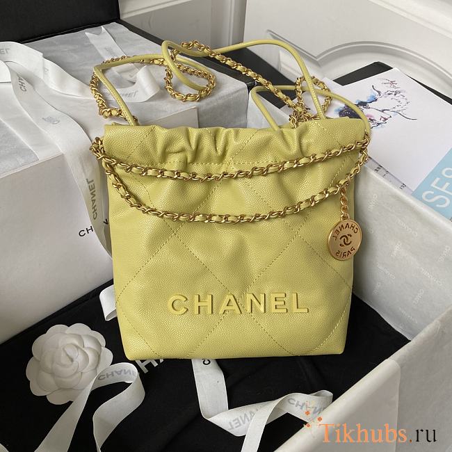 Chanel 22 Mini Handbag Yellow Caviar Gold 20 × 19 × 6 cm - 1