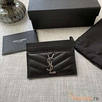 YSL Card Case Black Silver 10x7.5x0.5cm