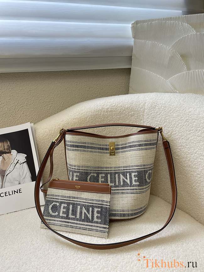 Celine 23SSteen Bucket 16 Striped Texttile 23x25x32cm - 1