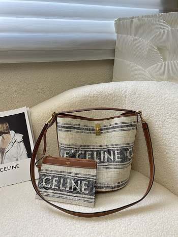 Celine 23SSteen Bucket 16 Striped Texttile 23x25x32cm