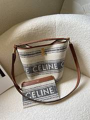 Celine 23SSteen Bucket 16 Striped Texttile 23x25x32cm - 3