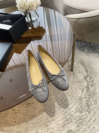 Chanel Ballerina Tweed Grey Flat