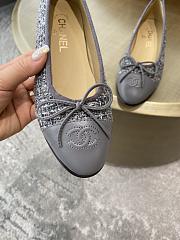 Chanel Ballerina Tweed Grey Flat - 4