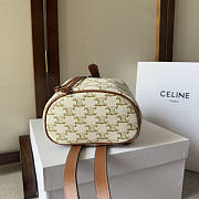 Celine Mini Backpack Folco Triomphe Canvas Calfskin White 18.5x20x10cm - 6