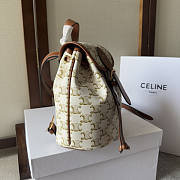 Celine Mini Backpack Folco Triomphe Canvas Calfskin White 18.5x20x10cm - 5