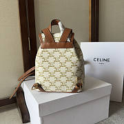 Celine Mini Backpack Folco Triomphe Canvas Calfskin White 18.5x20x10cm - 4