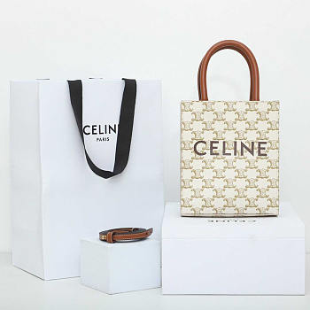 Celine Mini Vertical Cabas Triomphe Canvas 21x17x4cm