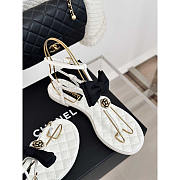 Chanel Leather Bow Sandals White - 3