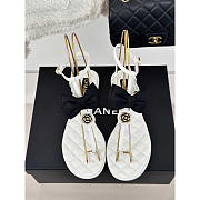 Chanel Leather Bow Sandals White - 2